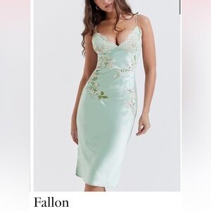 House of CB midi embroidered Fallon slip dress